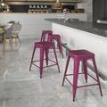 Flash Furniture Commercial Grade 24 High Backless Purple Indoor-Outdoor Counter Height Stool