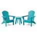 Glitzhome 3-Piece Folding Adirondack Chairs and Table Set Weather Resistant HDPE Material Outdoor Patio Chair