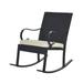 41 Brown Contemporary Outdoor Furniture Patio Wicker Rocking Chair - Cream White Cushion