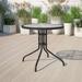 Flash Furniture 28 Round Tempered Glass Metal Table with Black Rattan Edging