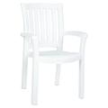 35.5 White Resin Solid Stackable Weather Resistant Dining Arm Chair