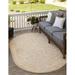 Unique Loom Coba Indoor/Outdoor Aztec Rug Natural/Ivory 3 3 x 5 3 Oval Border Tribal Perfect For Patio Deck Garage Entryway