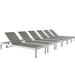 Modern Contemporary Urban Design Outdoor Patio Balcony Chaise Lounge Chair ( Set of 6) Grey Gray Aluminum