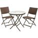 Noble House El Paso 3 Piece Folding Patio Dining Set in Brown