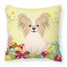 Carolines Treasures BB6077PW1414 Easter Eggs Papillon Sable White Fabric Decorative Pillow 14Hx14W multicolor