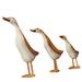 3pcs/set Painted Duck Statues Garden Yard Lawn Decor Hand Made Wooden Crafts