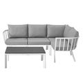 Lounge Sectional Sofa Chair Set Aluminum Metal Steel White Grey Gray Modern Contemporary Urban Design Outdoor Patio Balcony Cafe Bistro Garden Furniture Hotel Hospitality