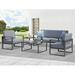 Superjoe 5 Pcs Aluminum Outdoor Patio Furniture Set 5 Seats Sectional Conversation Sofa Set with Coffee Table Gray