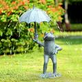 Frog Open An Umbrella Garden Statue Garden Sculpture Resin Figurines for Fairy Garden Home Patio Deck Porch Yard