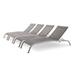 Lounge Chair Chaise Set of 4 Aluminum Metal Steel Grey Gray Modern Contemporary Urban Design Outdoor Patio Balcony Cafe Bistro Garden Furniture Hotel Hospitality