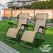 Geniqua 2X Zero Gravity Chairs Folding Recliner Yard Outdoor Beach Patio Lounge Tan