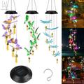 Gustave Solar Wind Chimes with Bells Color-Changing Led Light Solar Powered Mobile Hanging Chimes for Patio Home Outdoor Yard Garden Party Festival Decoration -Hummingbird