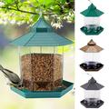 SPRING PARK Wild Bird Feeder Hanging for Garden Yard Outside Decoration Hexagon Shaped with Roof Panorama Hanging Wild Birds Feeder Perfect for Mix Seed Blends Bird Feeder