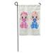 LADDKE Blue Two Cute Twin Babies Baby Girl and Boy Pink Garden Flag Decorative Flag House Banner 28x40 inch