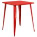 Flash Furniture Commercial Grade 31.5 Square Red Metal Indoor-Outdoor Bar Height Table