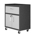 Fortress Textured Metal Garage Mobile Cabinet with 1 Full Extension Drawer & 2 Adjustable Shelves in Grey 31.5 x 30.3 x 18.2 in.