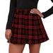 Womens Plaid Mini Skirt Casual Elastic Waisted Goth Punk Skirts Apparel Women s Plaid Tennis Skirt
