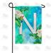 America Forever Summer Flowers Birds Monogram Garden Flag Letter N 12.5 x 18 inches Hummingbird Calla Lily Spring Floral Double Sided Vertical Outdoor Yard Lawn Decorative White Floral Garden Flag