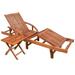 Carevas Sun Lounger with Table Solid Acacia Wood