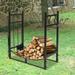 Ktaxon 30 Firewood Rack Indoor Fireplace Tool Rack Outdoor Log Rack with 4 Tools Wood Holder Storage Stacking Black Wrought Iron Fireplace Logs Holder Stove