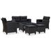Dcenta 6 Piece Patio Sofa Set with Cushions Poly Rattan Black