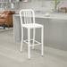 Flash Furniture Commercial Grade 30 High White Metal Indoor-Outdoor Barstool with Vertical Slat Back