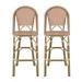 Grelton Outdoor Aluminum French Barstools Set of 2 Rust White and Bamboo Finish