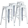 Flash Furniture Kai Commercial Grade 4 Pack 30 High Backless Distressed White Metal Indoor-Outdoor Barstool