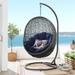 Modway Hide Outdoor Patio Swing Chair With Stand in Gray Navy