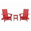 DuroGreen Aria Adirondack Chair Set Made With All-Weather Tangentwood 2 Chairs 1 Side Table Oversized High End Patio Furniture for Porch Lawn Deck No Maintenance Made in the USA Bright Red