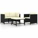 Dcenta 4 Piece Garden Conversation Set Cushioned 2 Corner Sofa with Single Sofa and Footrest Black Poly Rattan Sectional Sofa Set for Patio Backyard Terrace Outdoor Furniture