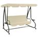 Dcenta Garden Swing Bench with Canopy and Cushion Steel Frame Porch Chair Sand White for Balcony Backyard Patio Outdoor Furniture 91.3 x 49.2 x 66.9 Inches (L x W x H)