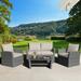 Gymax 4PCS Patio Rattan Conversation Set Outdoor Furniture Set w/ Khaki Cushions