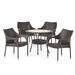 GDF Studio Blythe Outdoor Wicker Glass Top 5 Piece Dining Set Multibrown