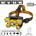 5LED headlight Built-in 18650 battery Powerfull Headlamp 4 Modes rechargeable USB portable outdoor camping headlight torch light