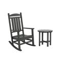 WestinTrends 2-Pieces Set Outdoor Rocking Chair w/ Round Side Table Included Gray