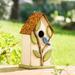 Glitzhome 9.75 Washed Colored Bluebird House Distressed Wood Birdhouse White