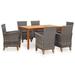 vidaXL 7 Piece Dining Set Poly Rattan and Solid Acacia Wood Gray 6133