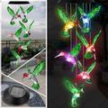 Color-Changing LED Solar Mobile Wind Chime LED Changing Light Color Waterproof Six Hummingbird Wind Chimes for Home Party Night Garden Decoration