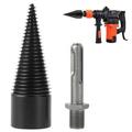 Gpoty Wood Splitting Drill Bit High Speed Steel Firewood Log Splitter Drill Bit Wood Punch Cone Driver Drill Bit Woodworking Tool with Connecting Rod for Electric Drill Power Tool