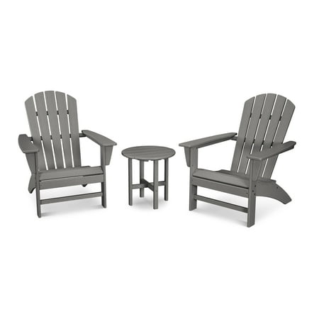 POLYWOOD 3-Piece Plastic Outdoor Patio Dining Set Gray