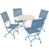 Sunnydaze CafÃ© Couleur 5-Piece Wood Folding Bistro Table and Chairs Set - Blue