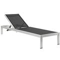 Modern Contemporary Urban Design Outdoor Patio Balcony Chaise Lounge Chair Black Metal Aluminum