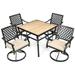 Patiojoy 5PCS Patio Rattan Dining Set with Soft Cushions 4 Swivel Chairs with Dining Table for Poolside&Garden Grey