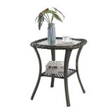 Pocassy Patio Wicker Coffee Table Outdoor Rattan Side Table - 20 X20 Grey