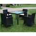 Carevas 5 Piece Patio Dining Set with Cushions Poly Rattan Black