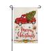 Christmas Red Truck Garden Flag Double Sided Merry Christmas Vintage Truck Garden Flag for Rustic Farmhouse Yard Decor 12x18 in