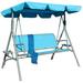 3 Person Bule Patio Swing Seat with Adjustable Canopy All Weather Resistant Hammock Swinging Chair Bench