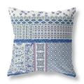 HomeRoots 410953 26 in. Blue Lavender & White Patch Indoor & Outdoor Zippered Throw Pillow