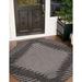 Unique Loom Tambor Indoor/Outdoor Modern Rug Charcoal Gray/Ivory 3 3 Round Lines Modern Perfect For Patio Deck Garage Entryway